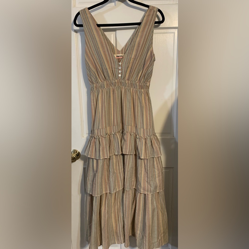 Maronie Women’s Multicolor Striped Ruffle Dress